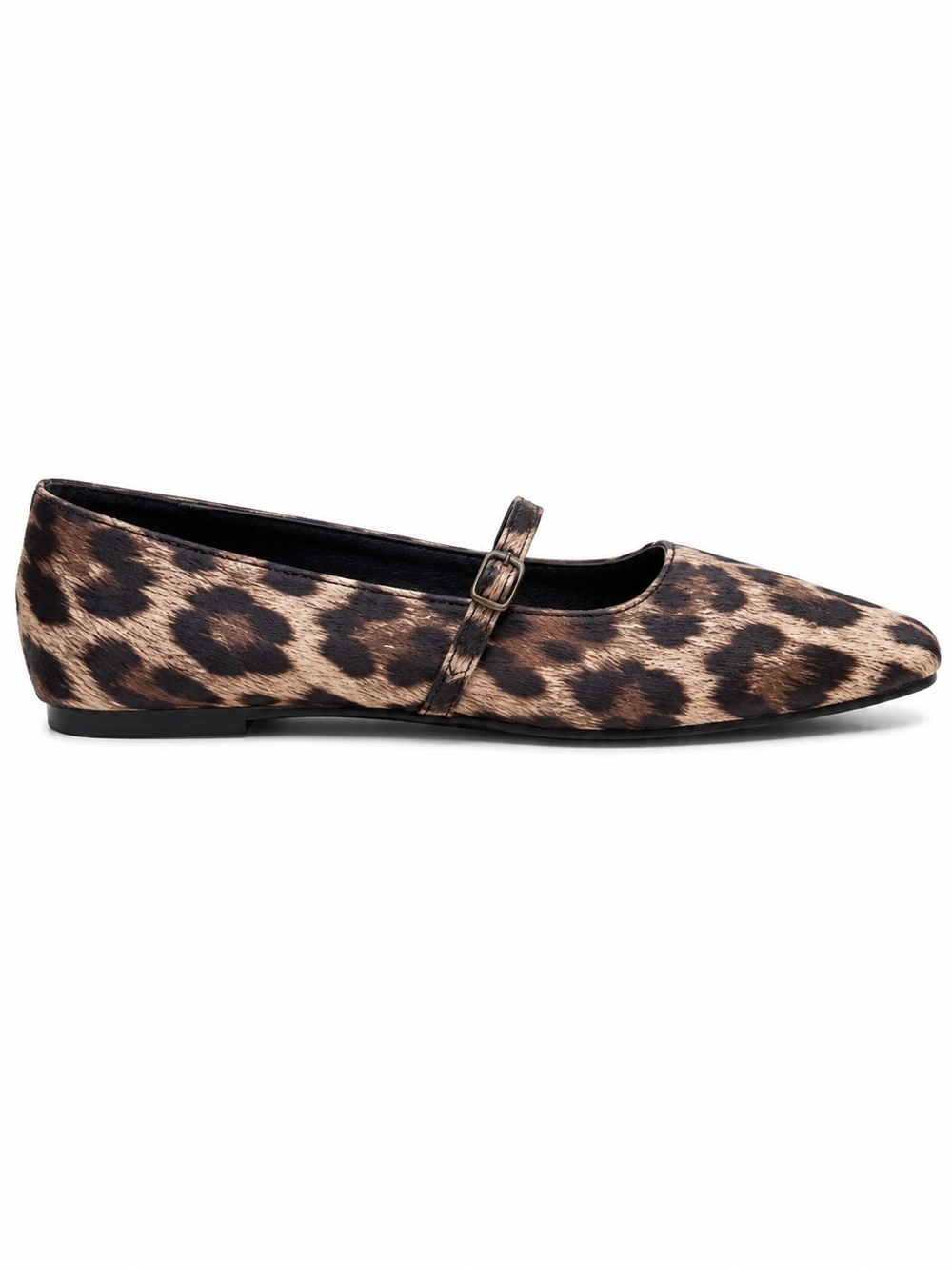ShuShop Leopard-Print Mary Jane Flat in Brown and Black